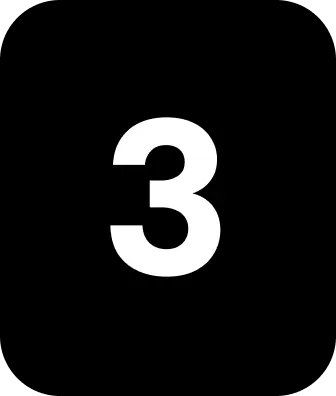 Número tres representando el tercer paso del proceso.